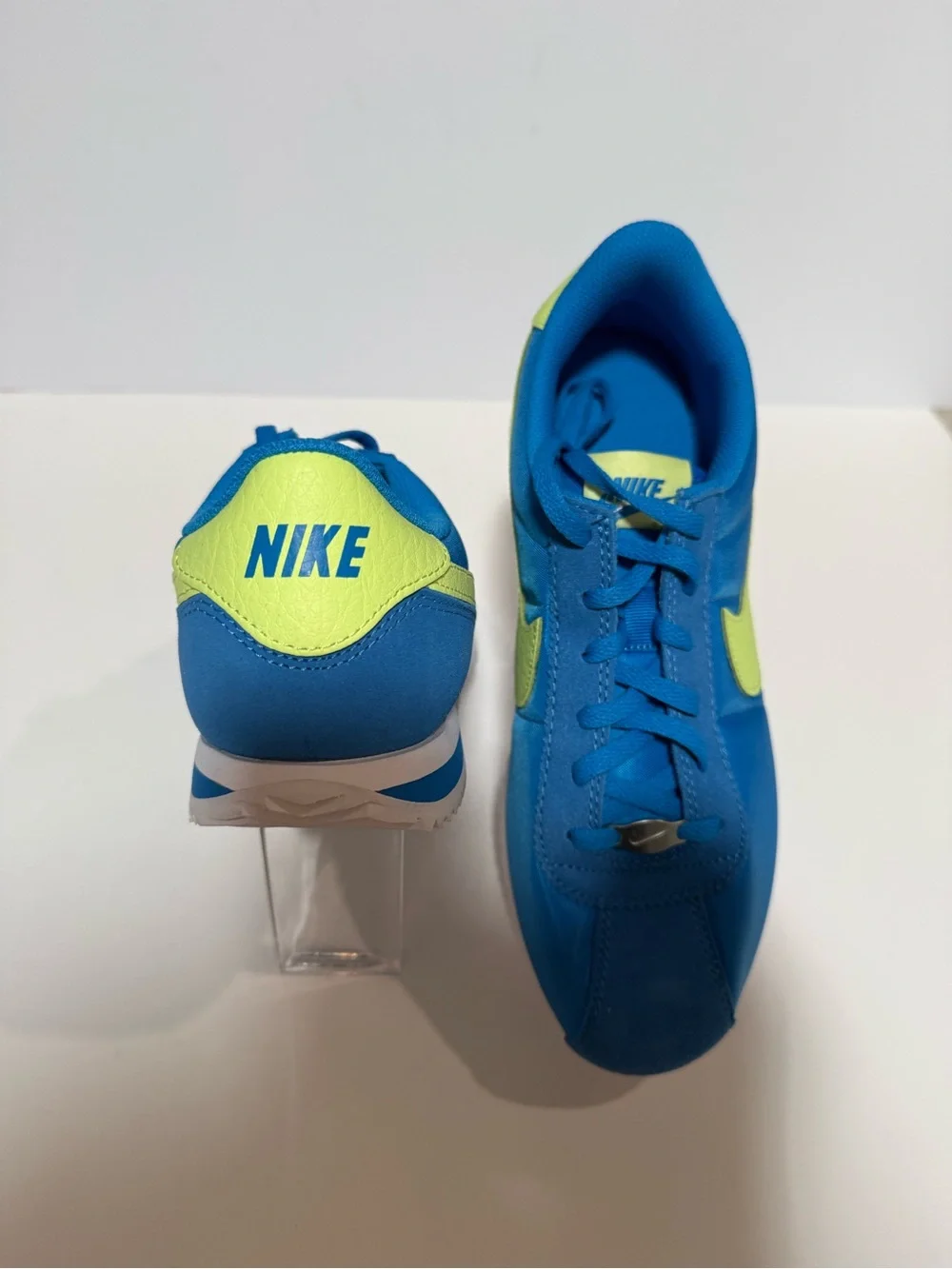 Nike Blue Retro Runner Sneakers with Neon Yellow Swoosh for kids